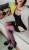 Bas mauve et couture noir